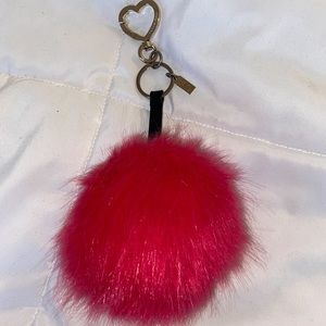 Pink puff ball key chain
